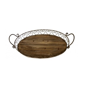 Bandeja Decorativa Ovalada para Mesa de Café, Bandeja para Servir Alimentos y Postres con Asas, Bandeja de Madera Decorativa Hecha a Mano con Asa - Product Image 1