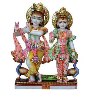 White Marble Radha Krishna Murti Handcrafted Divine Idol <b>for</b> <b>Home</b> Temple <b>Pooja</b> - Product Image 1
