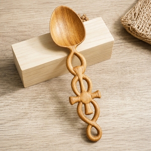 Wooden Serving <b>Spoons</b> Long Handle Durable Minimalist Design Eco-Friendly Kitchen Utensils - Product Image 6