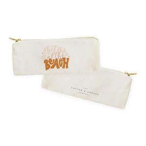 พบฉันที่ชายหาด กระเป๋าใส่ดินสอผ้าแคนวาส กระเป๋าใส่ของใช้ในโรงเรียนและสำนักงานที่เป็นมิตรกับสิ่งแวดล้อม - Product Image 2