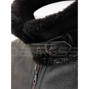 Veste en cuir de mouton décontractée de qualité supérieure pour hommes, style bombardier respirant avec fourrure, prix de gros - Product Image 4