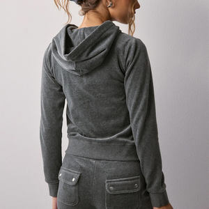 Wholesale Premium <b>Grey</b> Drop Shoulder Latest <b>Women's</b> Robertson <b>Hoodie</b> Anti-Wrinkle And Breathable Hoodies <b>Women's</b> <b>Zip</b> Up <b>Hoodie</b> - Product Image 6