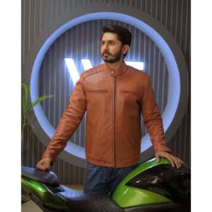 Veste en cuir véritable marron élégante Ionic SF003, imperméable, réversible, automne, taille XS, fermeture éclair, technique brodée, PU - Product Image 1