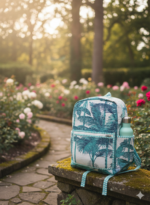 Sac à dos matelassé unisexe en coton avec fermeture éclair, motif floral imprimé à la main, écologique, léger, élégant, doublure en coton biologique - Product Image 4