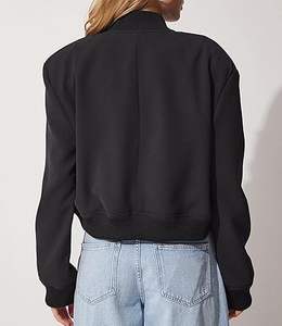 Femmes surdimensionné fermeture éclair peau de mouton Bomber veste mode décontracté hiver manteau poches entièrement doublé respirant non tissé tissage - Product Image 2