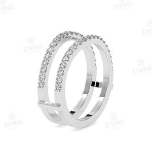 Anillo de compromiso y boda de platino de 14K de diseñador con diamantes de laboratorio VVS Anillos de diamantes elegantes para fiestas - Product Image 2