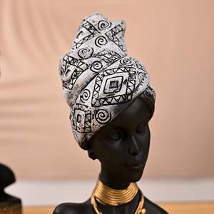 Juego de Esculturas de Emperatriz Africana Hechas a Mano, Estilo Art Deco Nórdico, Material de Resina, Patrón Geométrico Abstracto, 2 Piezas, para Oficina y Hogar - Product Image 2