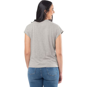 Camiseta de algodón de verano para mujer, transpirable, comprimido, cuello redondo, entrenamiento de gimnasio, uso informal al aire libre, estampado personalizado, ecológico, venta al por mayor - Product Image 3