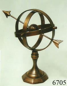 كرة أرضية نحاسية عتيقة / ساعة شمسية - Product Image 5
