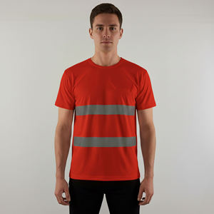 เสื้อทำงานแขนสั้นผ้าโพลีเอสเตอร์กันน้ำ ANSI Class 2 สะท้อนแสงสองสี พิมพ์โลโก้ตามสั่ง ไฟ LED กระพริบเพื่อความปลอดภัย - Product Image 1