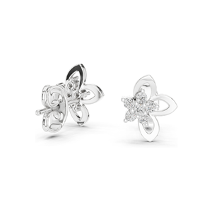 Boucles d'oreilles clous florales en or 18 carats avec diamants de laboratoire de 0,18 ct, clarté VVS-VS EF, disponibles en or jaune, or rose, or blanc et argent - Product Image 6