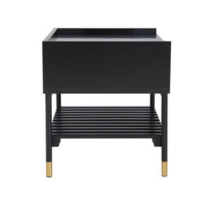 Table de chevet noire à un tiroir de luxe au design nordique moderne Mobilier de chevet pliable en bois pour chambre à coucher Ameublement de maison - Product Image 3