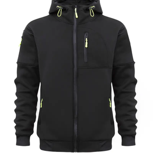 Sudadera con capucha de algodón de gran tamaño para hombre, logotipo personalizado, bordado, estilo de moda con diseño de cremallera para otoño - Product Image 1