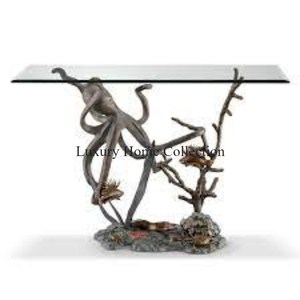 Design unique et finition Table console en métal abat-jour antique en laiton fait à la main Design luxueux Table d'appoint murale peu coûteuse - Product Image 2
