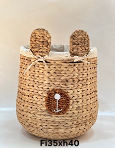 Nouvel arrivage Jacinthe d'eau naturelle écologique Panier de rangement moderne multi-usages tissé à la main Organisateur en forme d'animal pour enfants - Product Image 3