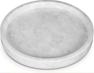 Plateau en marbre véritable gravé sur mesure, fait à la main, poli, style américain, plateau rond de service pour la maison, l'hôtel, le restaurant - Product Image 5