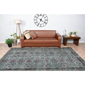 Alfombra Grande Vintage de 6.2x9.9 pies, Alfombra Turca de Lana con Diseño Floral Gris - Product Image 1