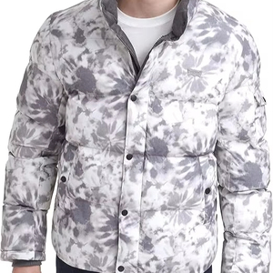 Chaqueta acolchada unisex de invierno con capucha y diseño de burbujas con logotipo frontal relleno de algodón - Product Image 1