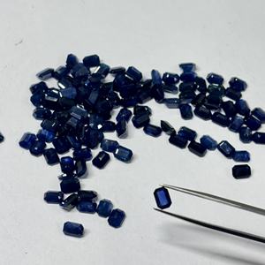 Saphir bleu naturel, forme octogonale, taille radiant, émeraude facettée, pierre précieuse en vrac pour bijoux, certifiée, 2x4 mm à 8x10 mm - Product Image 4