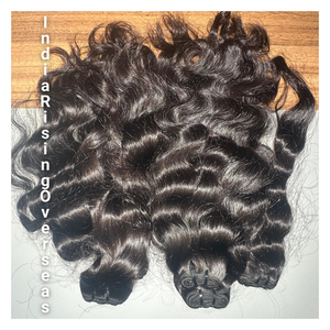 Mejor oferta 2025 pelo natural ondulado estilo crudo directo de fábrica india a precio al por mayor pelo humano natural indio Remy barato - Product Image 2