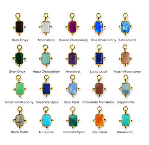 Dijes de plata con forma de rectángulo de ópalo azul Bisel dorado Vermeil - Product Image 5