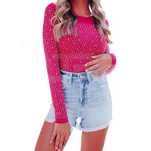 Nuevo 2025 Las últimas camisas de diamantes de imitación Camisetas de mujer de alta calidad Jersey de manga corta en precio al por mayor - Product Image 1