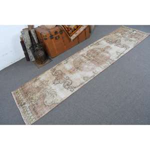 Alfombra Vintage de Lana Marroquí Marrón Turca de 2.3x9 pies - Product Image 1