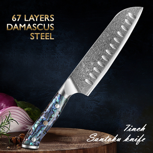 Cuchillo de acero de Damasco japonés profesional, con mango de resina, hoja afilada fija, servicio OEM ODM personalizado de calidad superior al por mayor - Product Image 6