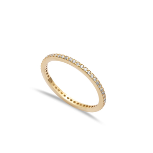 Anillo Elegante y Delgado con Diseño de Piedra de Circonio Cúbico Blanca, Hecho a Mano en Turquía, Joyería de Plata de Ley 925 al por Mayor - Product Image 1
