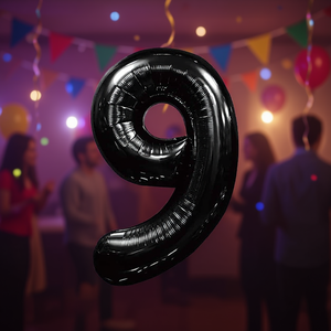 Globos de Fiesta con Número, Color Negro N9, 100 cm, Bolsa de 12 Unidades - Product Image 3