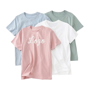 Camiseta en blanco de manga corta lisa de algodón 100% informal de moda de calle para mujer con logotipo de diseño personalizado - Product Image 1