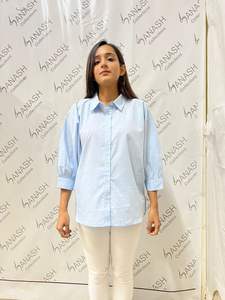 Robes tendance pour femmes 2025, vêtements pour femmes, haute qualité, 100% coton, couleur unie, manches longues, chemise pour femmes en prix de gros - Product Image 2