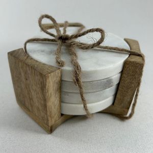 Posavasos redondos de madera de acacia y mármol, tamaño personalizado, taza de madera para bebidas, alfombrillas y almohadillas elegantes - Product Image 3