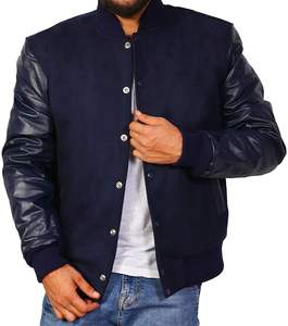 แจ็กเก็ตเบสบอลหนังขนสัตว์ปักลายสำหรับผู้ชาย - Product Image 1