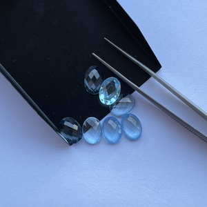 Pierres de topaze bleu ciel naturelles de 8 mm et 10 mm, taille ovale, coupe rose, cabochon, qualité AAA, certifiées IGI, pierres précieuses en vrac, vente en gros, usine - Product Image 4