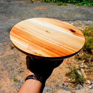 Support à gâteau en bambou d'acacia Ustensiles de cuisine en bois de manguier de couleur naturelle avec forme décorative Serveur à dessert de style fermier - Product Image 4