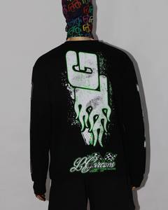 เสื้อยืดผ้าฝ้ายฟอกสีกรดสำหรับผู้ชายเสื้อยืดพิมพ์ลายสกรีนแขนยาวสองชั้นสำหรับฤดูร้อน - Product Image 3