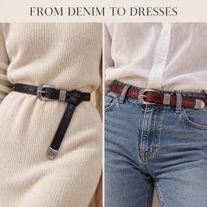 <span class=keywords><strong>Cintura</strong></span> Sottile in Vera Pelle per <span class=keywords><strong>Donna</strong></span> con Fibbia Argentata Intagliata Personalizzata per Jeans e Abiti OEM - Product Image 2
