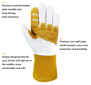 Guantes de Trabajo Industriales de Cuero Premium Antideslizantes Resistentes al Calor Personalizados para Invierno Cálidos para Soldadura - Product Image 3