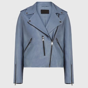 Veste en cuir PU de haute qualité avec logo personnalisé Veste de moto casual avec ceinture en simili cuir Veste manteau de motard à fermeture éclair pour femmes - Product Image 6