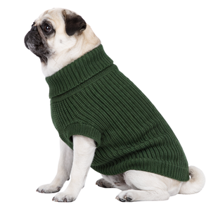 Pull en tricot côtelé pour chien, vert chasseur, doux et chaud, pull pour animaux de compagnie, vêtements en tricot confortables pour l'hiver, pour chiens de petite et moyenne taille, coupe premium - Product Image 3