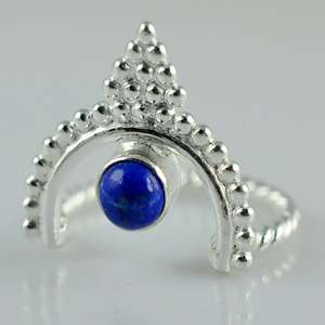 Bague Bohème Pierre de Naissance de Janvier Faite à la Main en Argent Sterling 925 Lapis Lazuli Géométrique – Cadeau Idéal pour Elle Anniversaire - Product Image 4