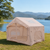 Grande tente de glamping gonflable de 7,5 m², imperméable, en Oxford, double couche, avec structure pneumatique, abri cabine, une chambre pour le camping familial