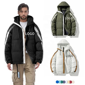 OEM Custom <b>Men's</b> Winter Puffer <b>Jacket</b> Thick Waterproof Stand Collar with High Street Style Long Zipper Wear Coated Design - Product Image 1