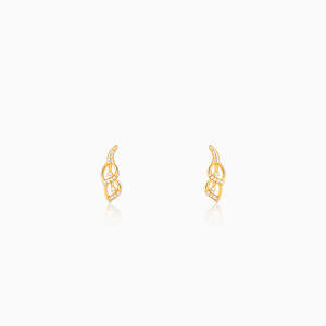 Golden Tiered Shine <b>Earrings</b> Yellow Gold Hoop Stud with <b>Diamond</b> <b>Pearl</b> Geometric Design for Wedding Engagement Anniversary Gift - Product Image 1