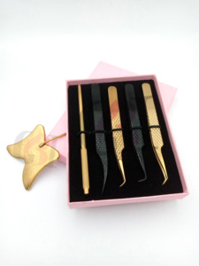 Haute Qualité Meilleur Noir Et Or Plasma Papillon Style Extension De Cils Pince À Épiler Différents Styles Miroir Beauté Instrument - Product Image 2