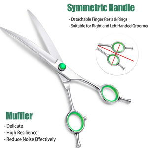 Ciseaux de toilettage pour animaux de compagnie de 7.5 pouces lames incurvées tranchantes ciseaux de coupe de cheveux d'animaux en acier inoxydable avec repose-doigt Double - Product Image 4