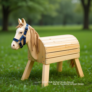 Petit cheval en bois à chevaucher, jouet animal au design compact - Product Image 3