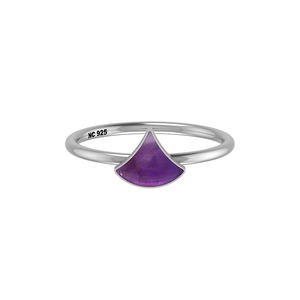 Anillo apilable de Plata de Ley 925, ajuste de bisel, forma de cono de amatista, rebanada Natural, elegante, a la moda, fiesta de boda Unisex - Product Image 1