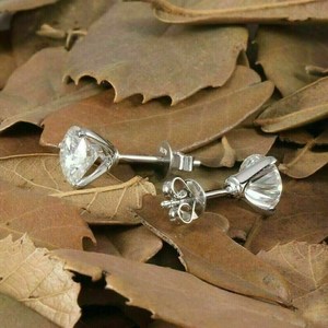 Tcw ต่างหูเพชรโมอิสทรงกลมตัดสี2.18หรูหราและหรูหรา925เครื่องประดับเงินสเตอร์ลิง - Product Image 2